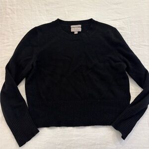 J. Crew Women's Classic Black Crew Neck Sweater 100% Cashmere